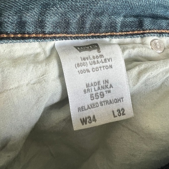 Levi's 559 Jeans Men's 34x32 Relaxed Straight Leg Cotton Mid Rise Medium Wash - Picture 7 of 8